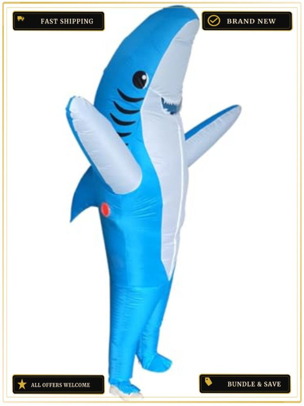 Inflatable Shark Costume Adult Blow Up Halloween Party Cosplay